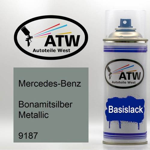 Mercedes-Benz, Bonamitsilber Metallic, 9187: 400ml Sprühdose, von ATW Autoteile West.